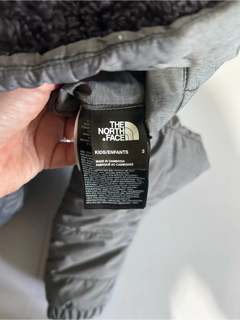 The North Face Toddler Size 3 Gray Hooded Sherpa Reversible Puffer Winter Jacket
